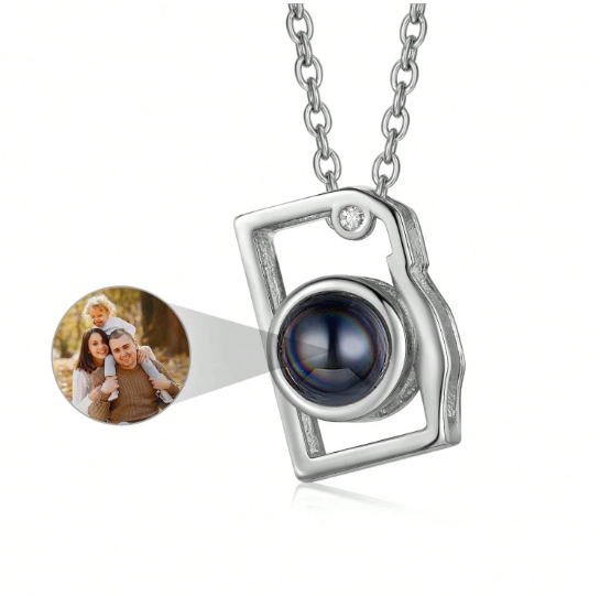 Collar con foto personalizada en forma de cámara