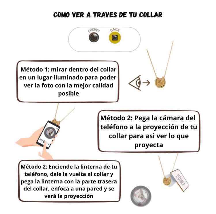 Collar con foto personalizada en forma de cámara