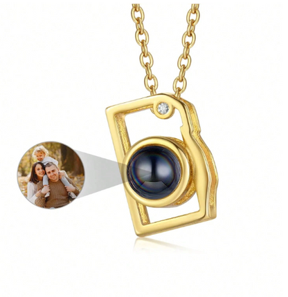 Collar con foto personalizada en forma de cámara