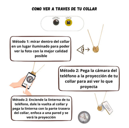 Collar con foto personalizada en forma de cámara